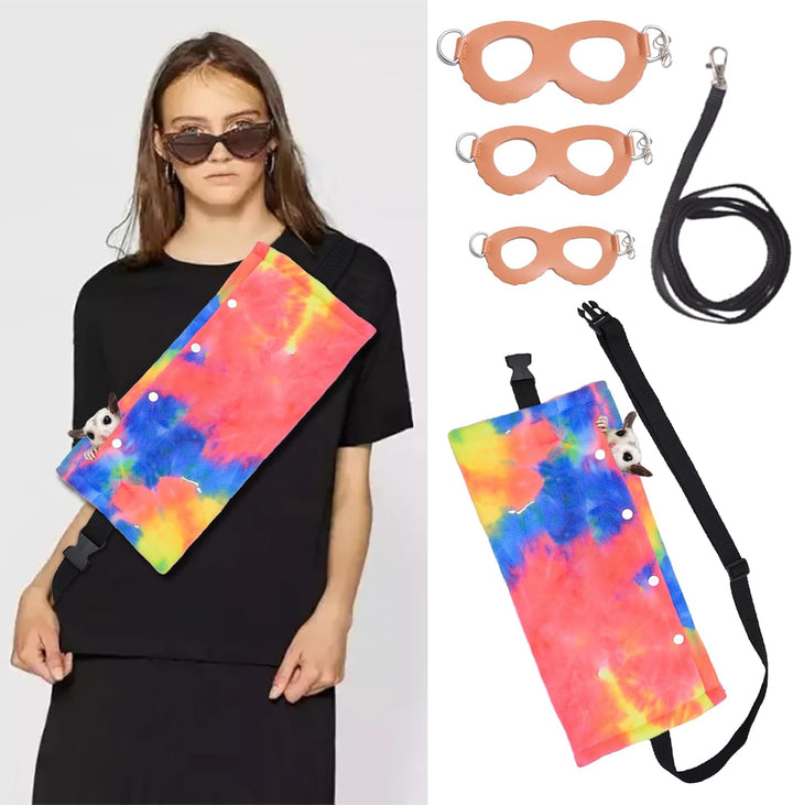 Sugar Glider Harness & Leash Set - Escape-Proof 3-Piece Adjustable Vest for Squirrels Rats Mice Mouse & Small Animals - Hamster Gerbil Walking Gear, Pet Toy Accessories, Black