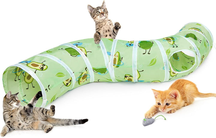 Cat Tunnel, Cat Tunnels for Indoor Cats, S-Shape Cats Cave with Cat Toys, Foldable Cat Tubes and Tunnels for Cats, Rabbit, Puppy, Guinea Pig