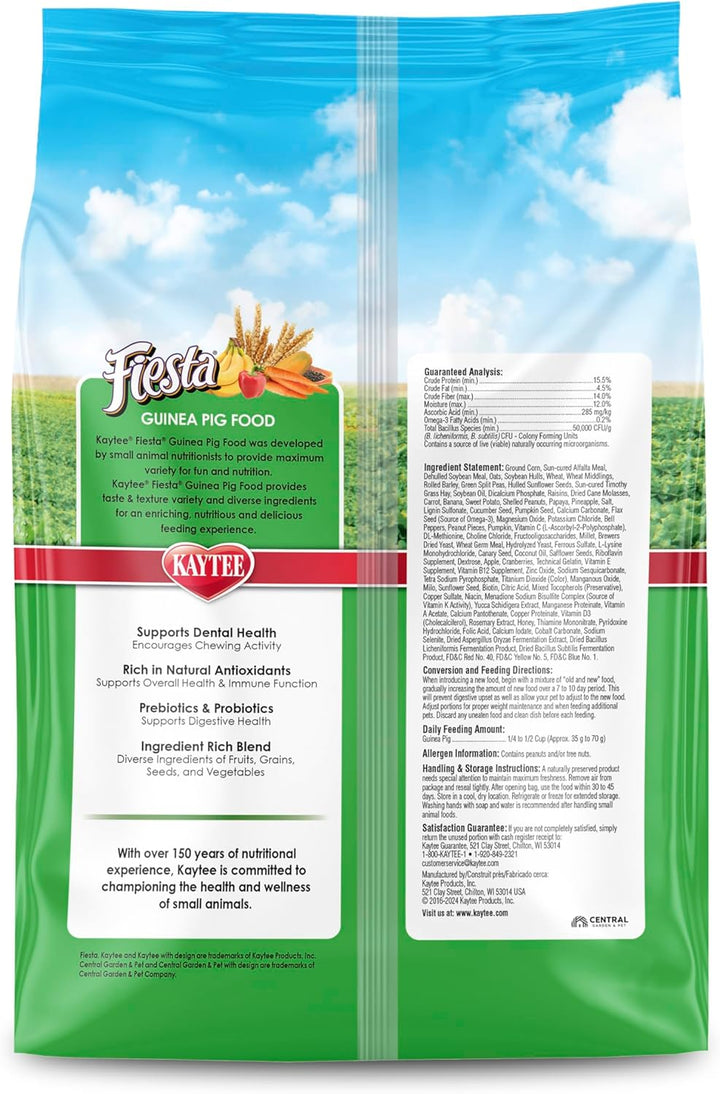 Fiesta Guinea Pig Food, Nutritious and Fun Blend, Supports Dental Health and Digestion, 4.5 Pounds