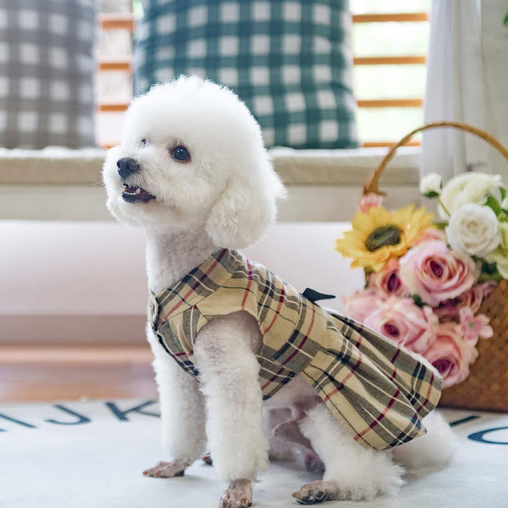 Classic Plaid Dog Dress Cute Puppy Clothes Outfit Medium