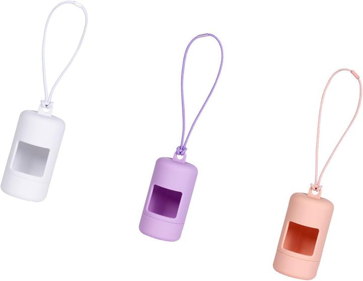 Set of 3 Dog Waste Bag Dispensers with Elastic Rope Rotation Design Travel Use Pet Poop Bag Holder Tool
