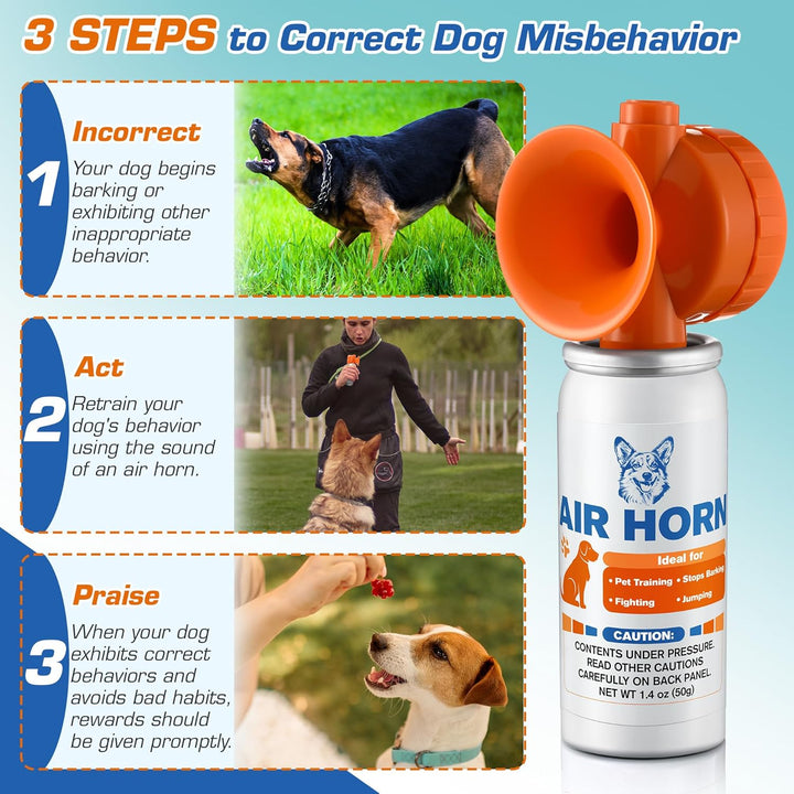 Air Horn, 1.4 Oz 120 Db Loud Pet Trainer to Stop Dog Attacking Barking Fighting Jumping, Coyotes Air Horn for Safety, Protect Yourself & Pet While Walking, Orange(2 Pack)