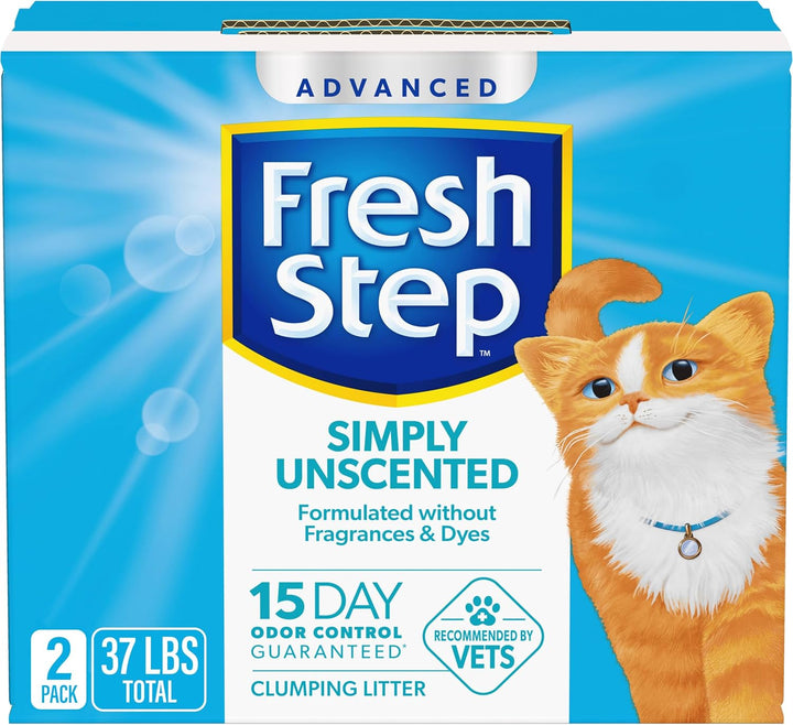 Advanced Simply Unscented Clumping Litter,  Unscented Cat Litter Fights Odor on Contact, 37 Lbs. (2 X 18.5 Lb. Box)