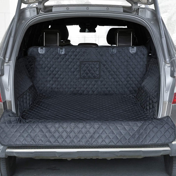 SUV Cargo Liner for Dogs, Waterproof Pet Cargo Cover Dog Seat Mat for Suvs Sedans Vans with Bumper Flap Protector, Non-Slip, Large Size Universal Fit, Black