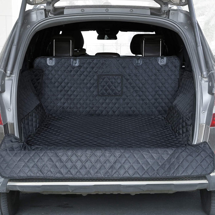 SUV Cargo Liner for Dogs, Waterproof Pet Cargo Cover Dog Seat Mat for Suvs Sedans Vans with Bumper Flap Protector, Non-Slip, Large Size Universal Fit, Black