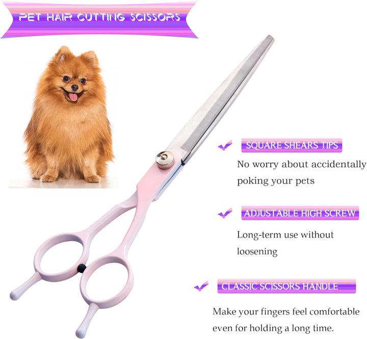 Dog Grooming Scissors Kit,  Professional Dog Trimming Scissors Set, Hair Cutting Curved Thinning Shears for Pet Cat at Home, Pet Grooming Supplies