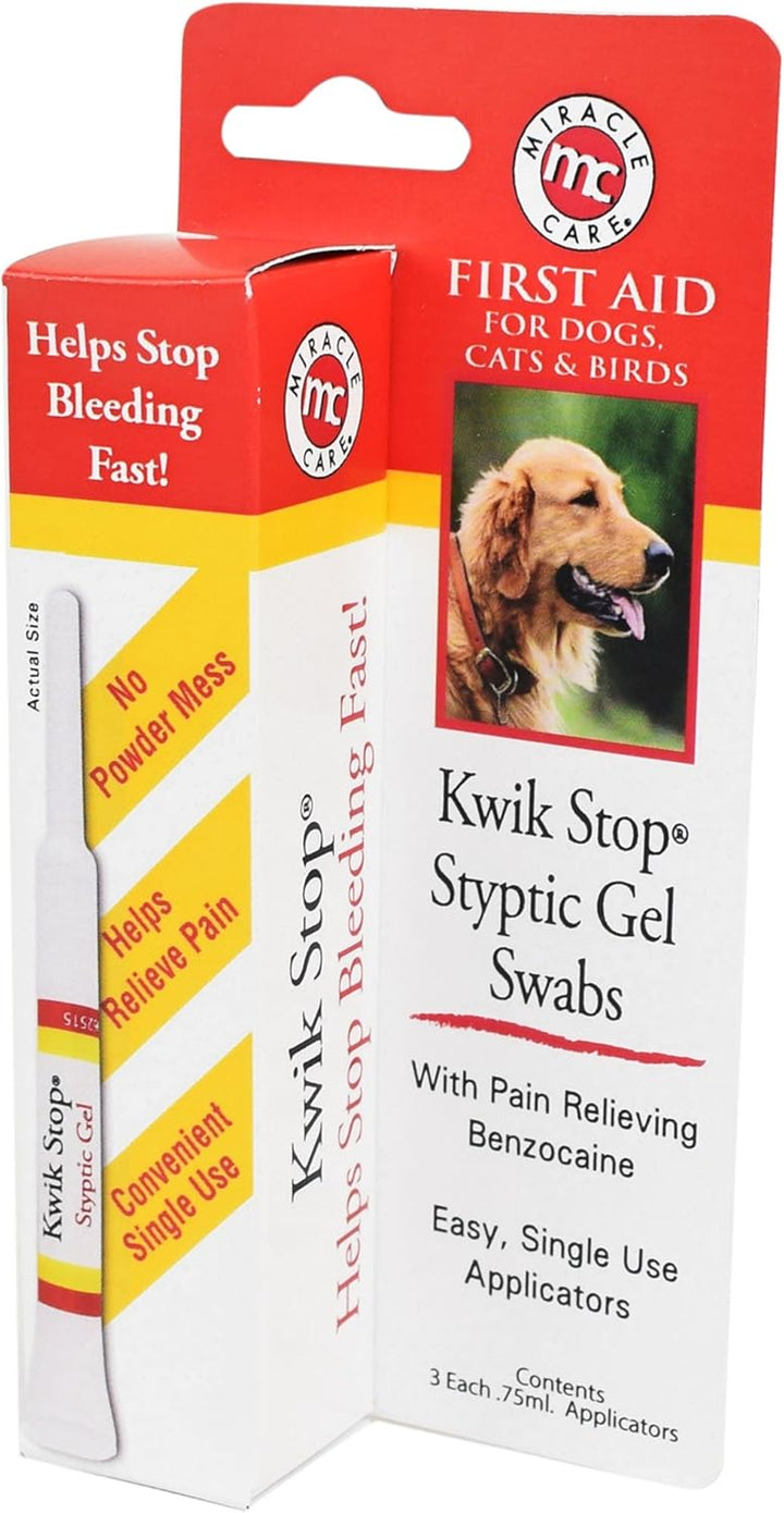 Kwik Stop Styptic Powder for Dogs, Cats and Birds, 0.5 Ounce, Fast Acting Blood Stop Powder with Pain Relieving Benzocaine