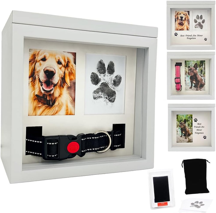 Large Dog Urn for Ashes, 4 Customizable Displays with Paw Print Ink Kit, 8.5X8.5X5.8 Pet Urns for Dogs Ashes, Pet Cremation Box, Cat Urn for Ashes, Dog Ashes Keepsake