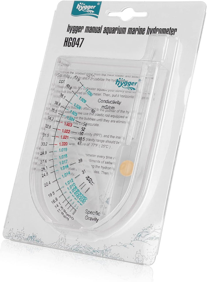 Salinity Tester, Transparent Acrylic Aquarium Hydrometer Sea Specific Gravity Test Salinity Meter for Fish Tank Pond Water Saltwater Freshwater, Accurate Automatic Hydrometer
