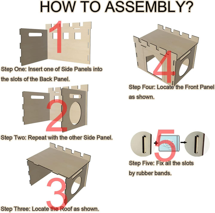 Large Sturdy Bunny House with Spacious Balcony Hidey Detachable Playhouse for Rabbit Hideout Castle Tower Toys for Indoor Bunnies Guinea Pig Hamster Chinchilla Gerbil