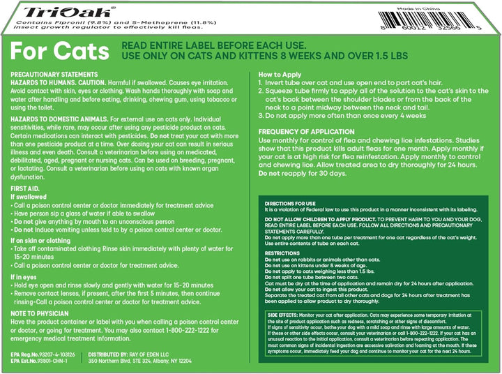 Flea and Tick Prevention for Cats: Flea & Tick Topical for Cats over 1.5Lbs, 6 Dose Flea and Tick Control/Prevention for 6 Months (6 Pack)