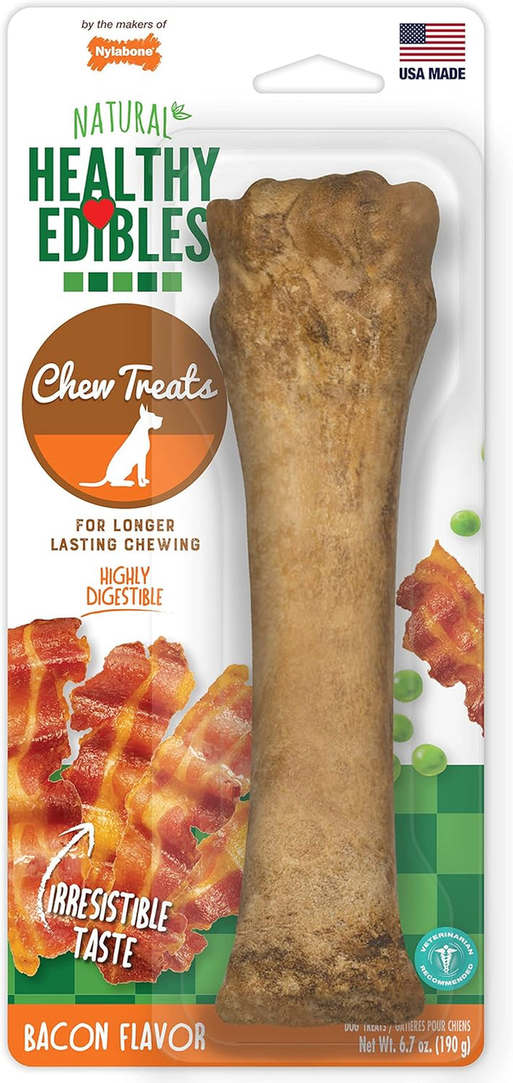Healthy Edibles Natural Dog Chews Long Lasting Bacon Flavor Treats for Dogs, X-Large/Souper (2 Count)