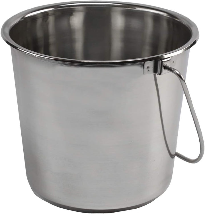 Stainless Steel Bucket (1 Gallon) - Great for Pets, Cleaning, Food Prep - Hang on Fences, Cages, Kennels - Home, Garage, Workshop