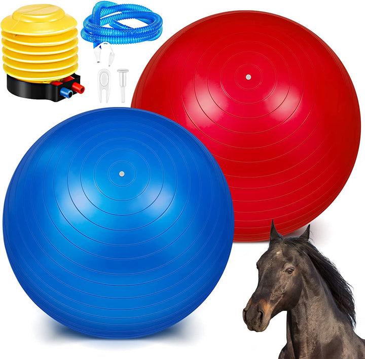 2 Pcs 40 Inch Horse Ball for Play Large Horse Big Equine Herding anti Burst Dog Ball Soccer Giant, Pump Included(40 Inch,Green, Blue)