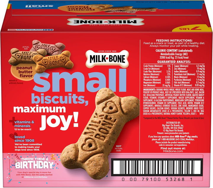 Peanut Butter Flavor Naturally & Artificially Flavored Dog Biscuits - Crunchy Dog Treats - 7 Pounds (Packaging Design May Vary)