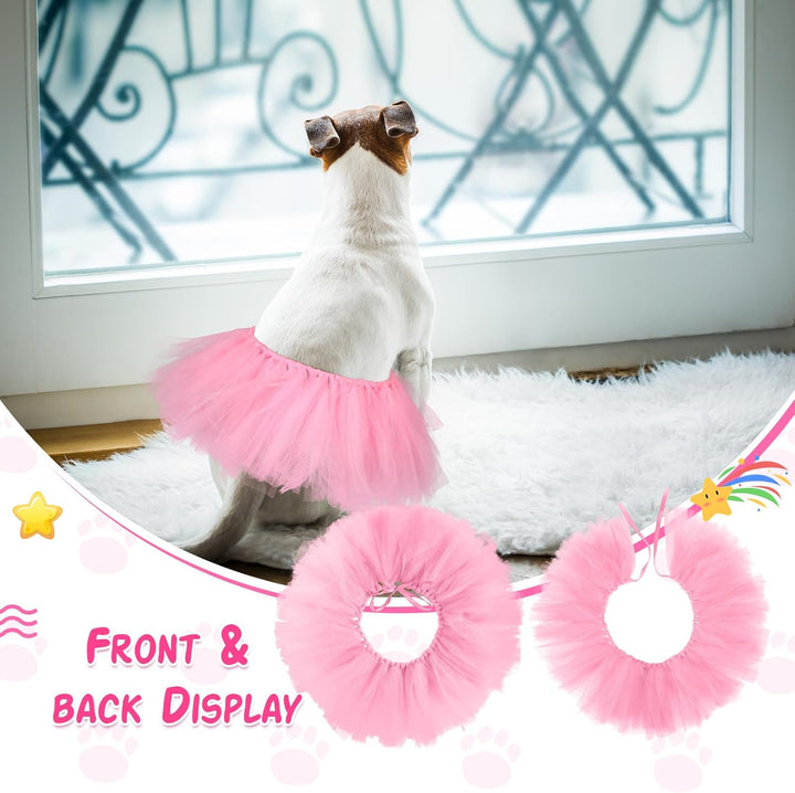 Dog Tutu Tulle Tutu for Dogs Small Large Medium Puppy Dress Ballerina Costume Skirt for Halloween Puppy Cats Bunny Pet Outfit Birthday Wedding Party Photo Prop Supplies(Pink)