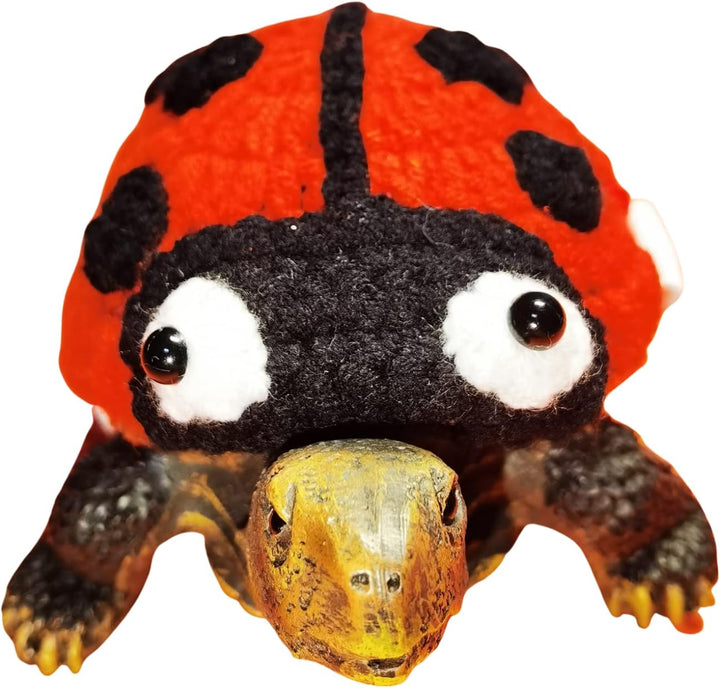 Turtle Sweater Cosplay Clothes Handmade Winter Warm Knitted Turtle Sweater with Adjustable Strap Small Animal Sweater Tortoise Apparel for Christmas Halloween Party Photo Shoot (4 Inch,Ladybug)