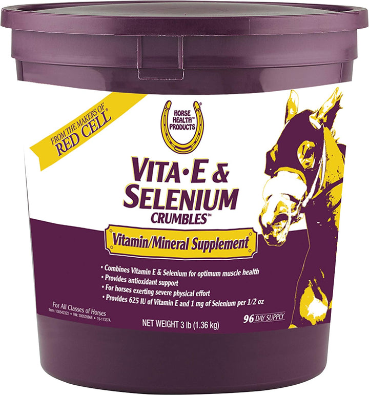 Vita E & Selenium Crumbles Horse Vitamin Supplement, Supports Optimal Muscle Health & Antioxidant Support, 3 Lbs., 96 Day Supply