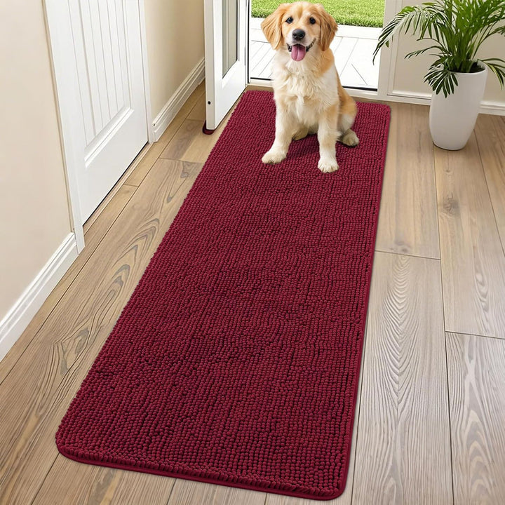 Dog Door Mat for Muddy Paws 30X20, Absorbs Moisture and Dirt Doormat, Non-Slip Washable Quick Dry Chenille Front Door Mat Indoor Entrance, Entryway Carpet for inside Floor, Grey