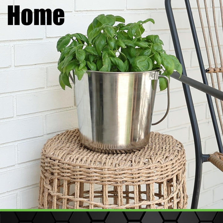 Stainless Steel Bucket (1 Gallon) - Great for Pets, Cleaning, Food Prep - Hang on Fences, Cages, Kennels - Home, Garage, Workshop