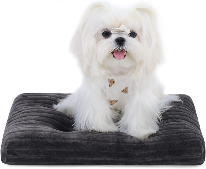 Dog Crate Bed Washable Dog Beds for Large Dogs Deluxe Thick Flannel Fluffy Comfy Kennel Pad Anti-Slip & Anti-Scratch Pet Sleeping Mat, 35 X 23 Inch, Gray