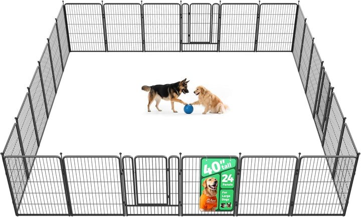 Rollick Unleashed Dog Playpen for Indoor, Yard, RV Camping, 24 Inch 8 Panels for Small and Puppy Dogs, Black│Patented