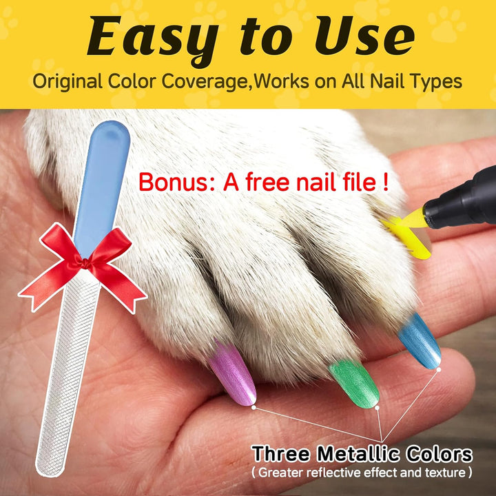 Dog Nail Polish Pens Quick Dry,12 Colors Safe Dog Nail Polish Set to DIY Pretty Nails, Ideal Gifts for Dogs Cats Light Dark Nails, Odorless, Non-Toxic, Water-Based Pet Nail Accessories Set