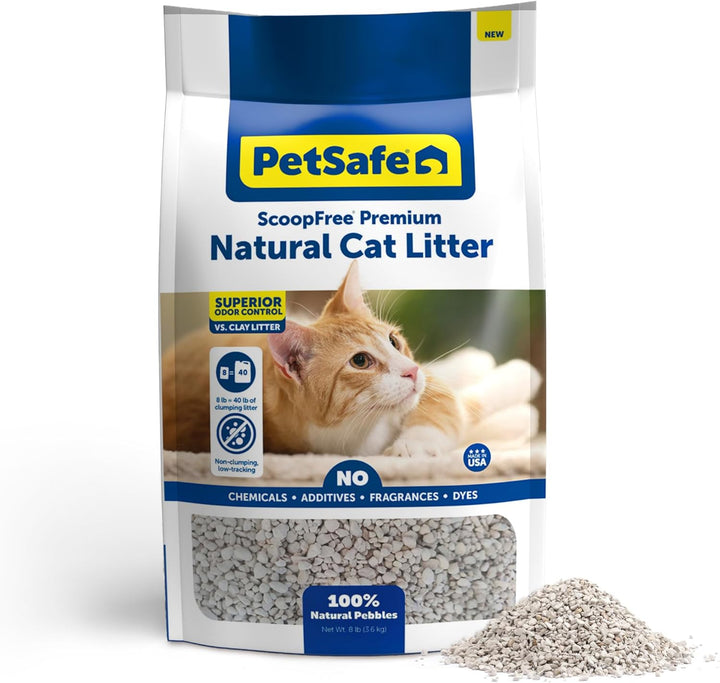 Scoopfree Premium Crystal Cat Litter - Ultra-Absorbent Silica Universal Litterbox Crystals - Non-Clumping Odor Control - Fresh Scent - 8 Lb Bag