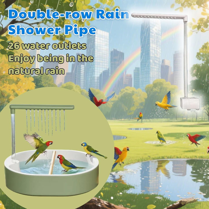 Parakeet Bird Bath for Cage Indoor, Parrot Bird Shower Budgie Bath Splash Guard, Automatic Circulating Water Bathtub for Pet Bird, Lovebird, Cockatiel, Finches, Cockatoo, Conure