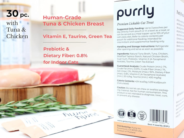 Healthy Premium Cat Treats Snack Topper Tuna Variety Bundle (90 Count) Lickable Wet Squeezable Hydrating Interactive Seafood Grain-Free Naturally Flavored Non-Gmo No-Preservative