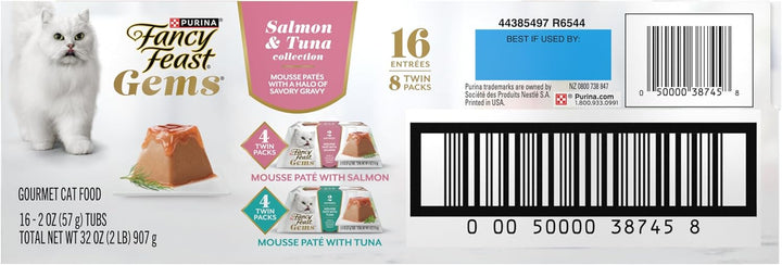 Gems Pate Cat Food Mousse Salmon or Tuna and a Halo of Savory Gravy Wet Cat Food Variety Pack - (1) 8 Ct. Boxes - 8 Ct. Box