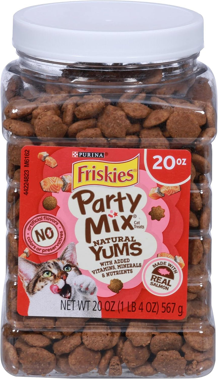Purina  Natural Cat Treats Party Mix Natural Yums with Real Salmon and Added Vitamins, Minerals and Nutrients - 20 Oz. Canister