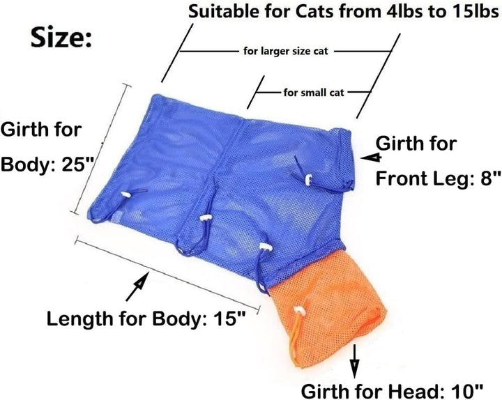 Cat Grooming Bag Puppy Dog Cleaning Polyester Soft Mesh Scratch & Biting Resisted for Bathing Injecting Examining Nail Trimming