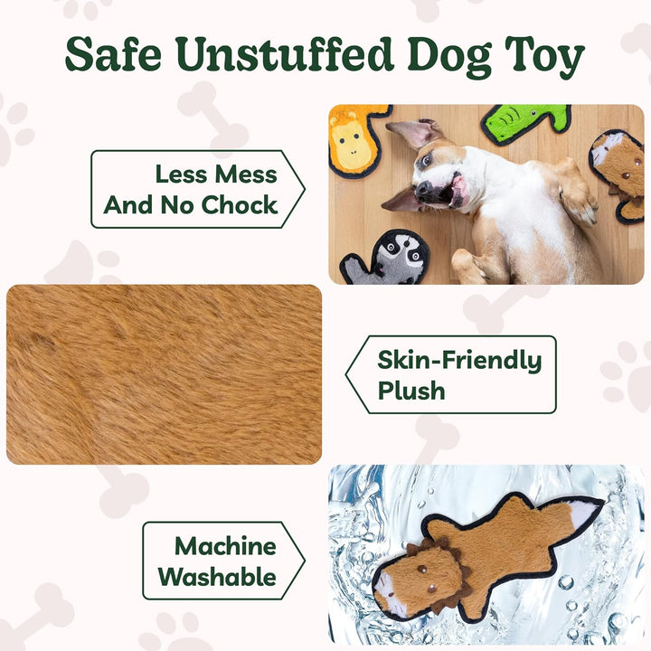 No Stuffing Dog Toys Crinkle Squeaky, Long Lasting Chews for Aggressive, Durable Plush Dog Puppy Chew Toys for Teething, with 6 Tough Layers for Small Medium Large Breed