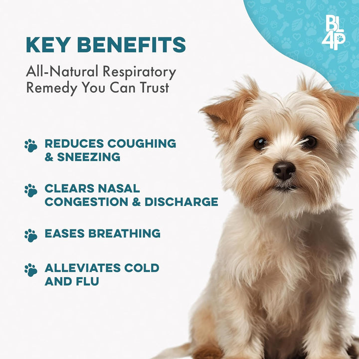 Dog Kennel Cough Treatment & Natural Decongestant, Breathe Easy Cough Treatment for Wheezing, Sneezing, and Nasal Congestion, Supports Respiratory Health and Eases Cold Symptoms, 800 Small Pills