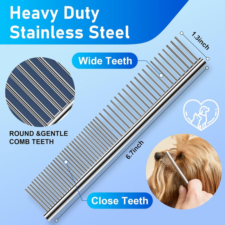 Professional 4 in 1 Dog Grooming Scissors Kit with Safety round Tips, Sharp and Durable Pet Grooming Shears for Dogs and Cats.