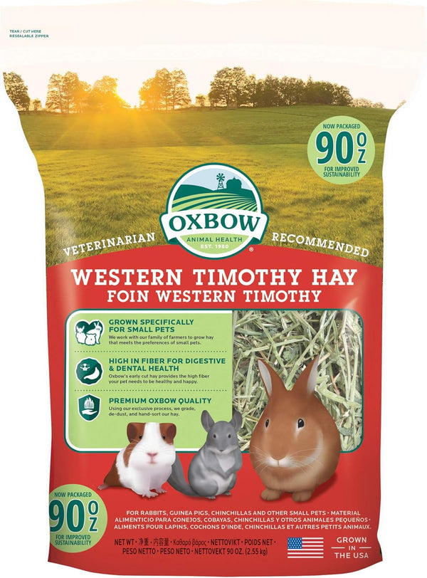 Animal Health Western Timothy Hay, Guinea Pig Hay, Small Pet Bunny Supplies, All Natural Grass for Guinea Pig, Bunny, Chinchilla & Hamster,  Rabbit Supplies for Bunnies, 90 Oz. Bag