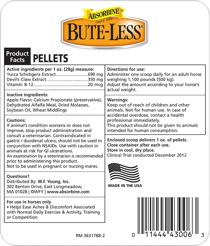 Bute-Less Comfort & Recovery Supplement Pellets, Healthy Inflammatory Response, 5 Lb / 80 Day Supply