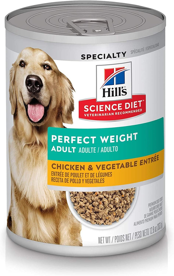 Perfect Weight, Adult 1-6, Weight Management Support, Wet Dog Food, Chicken & Vegetables Stew, 12.5 Oz Can, Case of 12