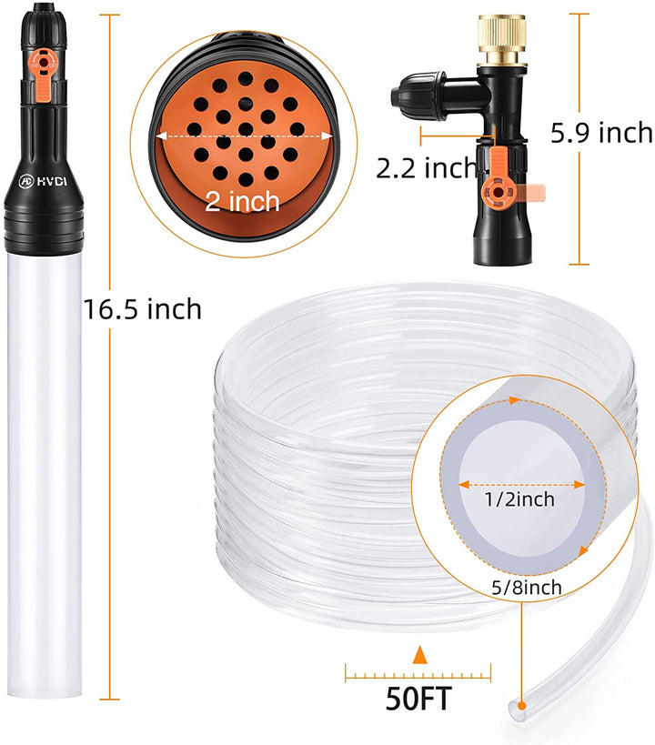 Gravel Vacuum for Aquarium Water Changer Fish Tank Cleaning Tools,Siphon Universal Quick Pump Aquarium Water Changing (30Ft)