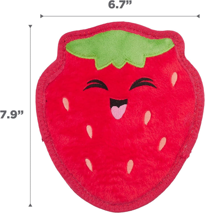 Tough Skinz Durable Squeaky Dog Toy with Two Tough Layers, Strawberry, Red, Medium