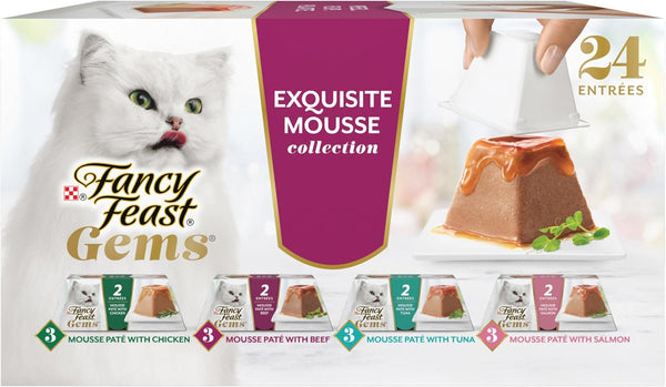 Gems Pate Cat Food Mousse and a Halo of Savory Gravy Wet Cat Food Variety Pack - (Pack of 12) 4 Oz. Boxes