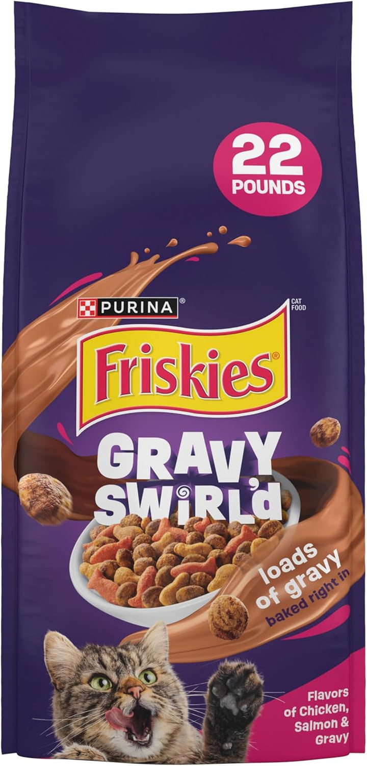 Purina  Dry Cat Food Gravy Swirl'D with Flavors of Chicken, Salmon and Gravy - 22 Lb. Bag