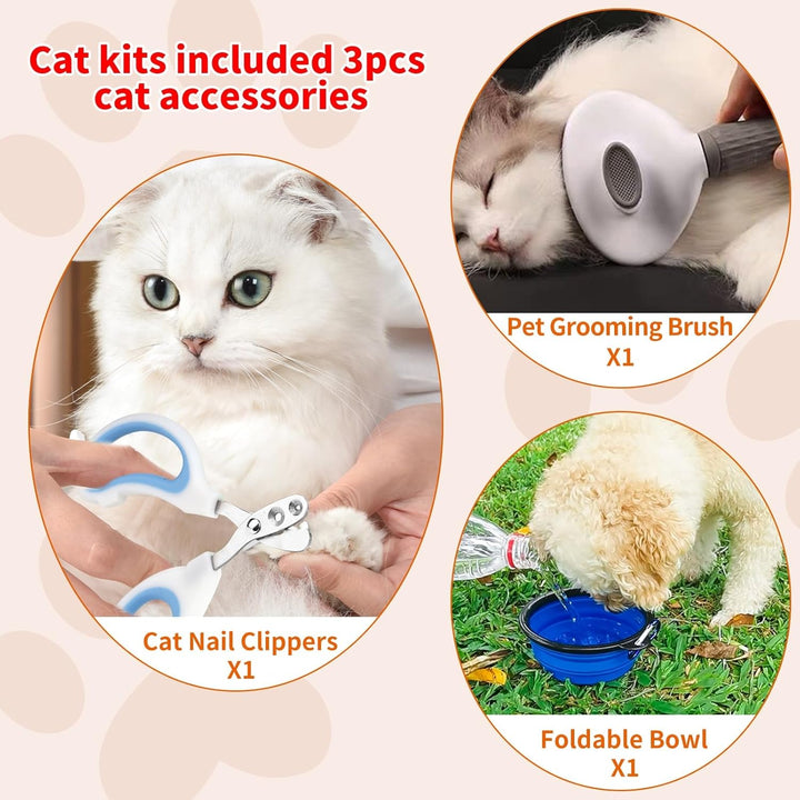Pet Carrier Bag Airline Approved up for Cats and Dogs up to 20Lbs, Soft Cat Carrier Dog Carrier Travel Kitten Carrier with Mat, Nail Clipper, Brush, Foldable Bowl Cat Accessories