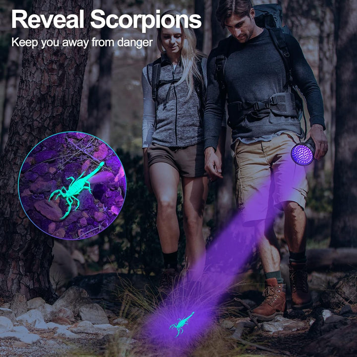 Black Light UV Flashlights, Ultra Bright 100 LED 395Nm Ultraviolet Blacklight Detector for Dog Cat Pet Urine, Dry Stains and Bed Bug, Matching with Pet Odor Eliminator