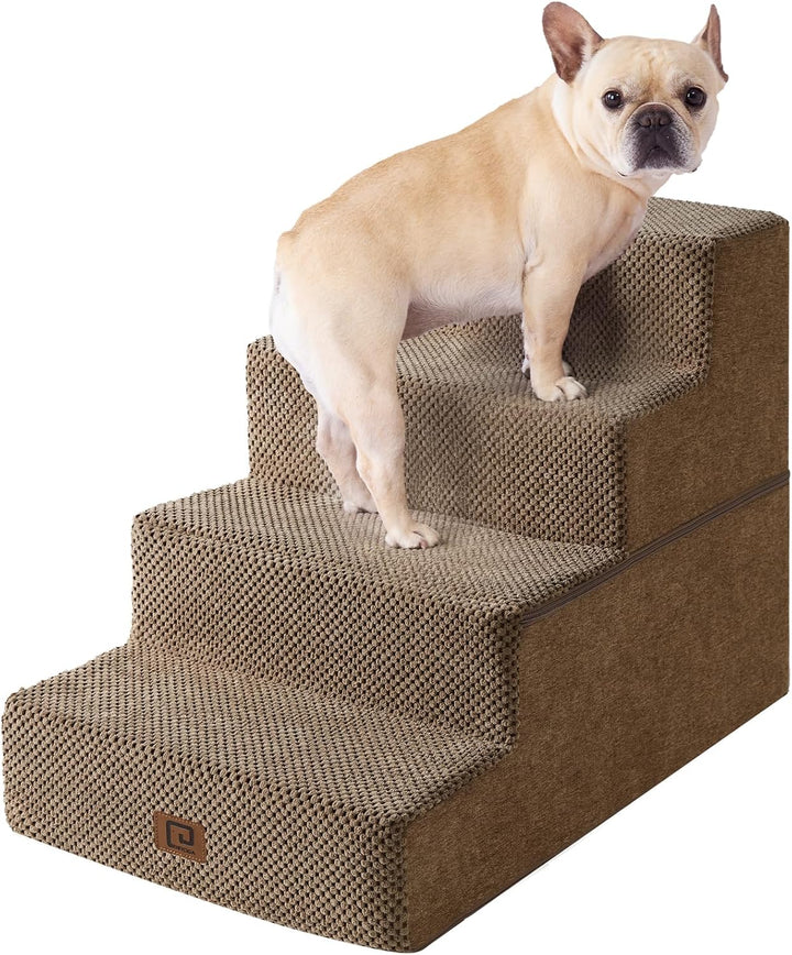 Dog Stairs for Bed 18" H, 4-Step Dog Steps for High Bed, Pet Steps for Small Dogs and Cats, Non-Slip Balanced Pet Ramp Indoor, Grey