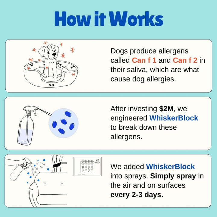 Dog Allergen Neutralizing Spray for Humans - Perfect for Home Use, Immediate Results, Easy to Use, and Pet Friendly - a Few Sprays Away from a Clear Day
