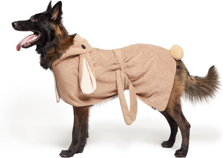 Dog Bathrobe Fast Drying with Hook and Loop Closure & Wrap Tie Snuggle, Cute Dogs Clothes, Easy to Clean, Machine Washable, Dog Coats and Tumble Dry Low - Lion, Small