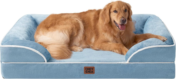 Orthopedic Dog Beds for Extra Large Dogs 44X32Inch, Waterproof Memory Foam XL Pet Bed with Sides, Non-Slip and Egg-Crate Foam Big Dog Couch Bed with Washable Removable Cover, Grey