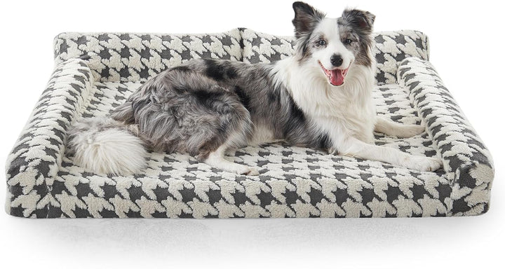 Orthopedic Dog Beds Large Sized Dog, XL Washable Memory Foam Pet Couch Bed with Removable Washable Cover, Non-Slip Bottom with Bolster Sides, Grey